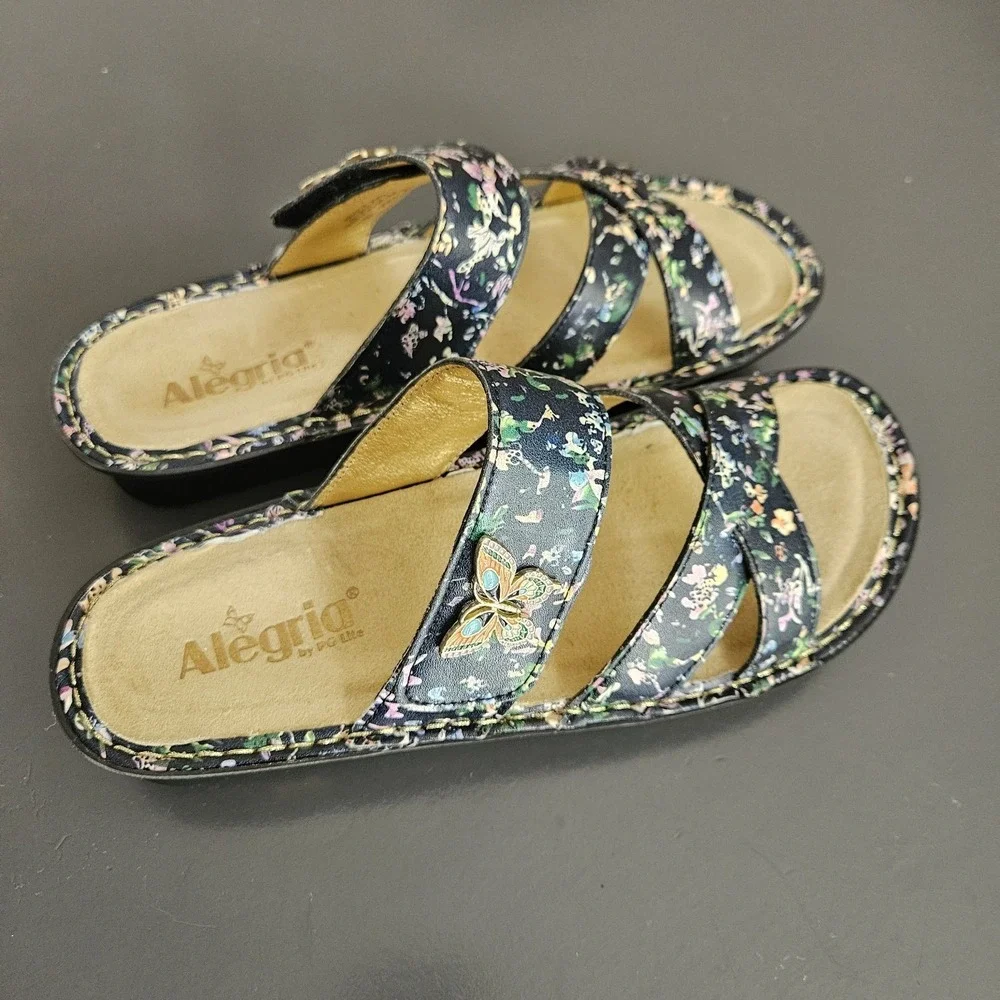 Alegria by PG Lite Sandals Womens 40 Multicolor Leather VIC-7504 Butterfly